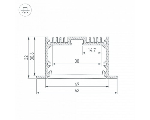 Профиль встраиваемый Arlight SL-LINIA62-F-2000 ANOD 019292