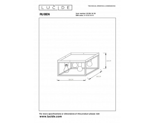 Накладной светильник Lucide Ruben 00124/14/30