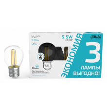 Набор ламп светодиодных Gauss Basic Filament E27 5.5Вт 4100K 1051226T