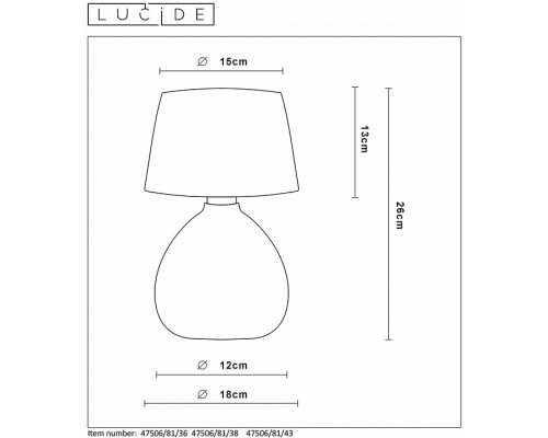 Настольная лампа декоративная Lucide Ramzi 47506/81/36