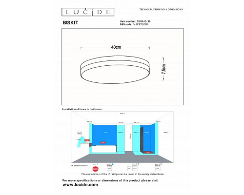 Накладной светильник Lucide Biskit 79111/40/30