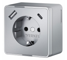 Розетка с заземлением и с шторками и USB Werkel Gallant серебряные W5071706