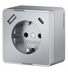 Розетка с заземлением и с шторками и USB Werkel Gallant серебряные W5071706