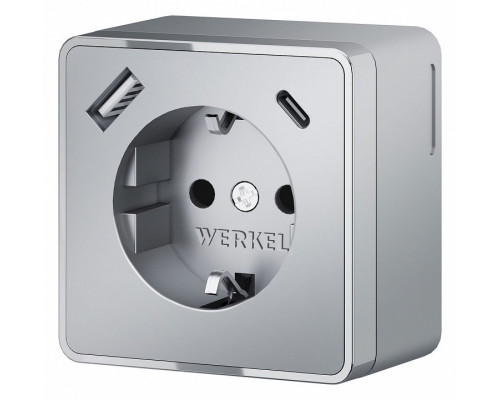 Розетка с заземлением и с шторками и USB Werkel Gallant серебряные W5071706