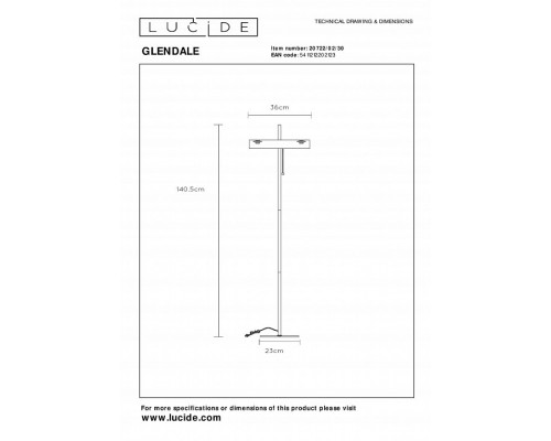 Торшер Lucide Glendale 20722/02/30