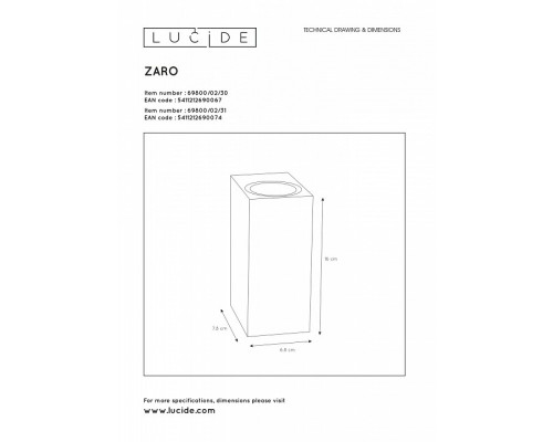 Накладной светильник Lucide Zaro 69800/02/30