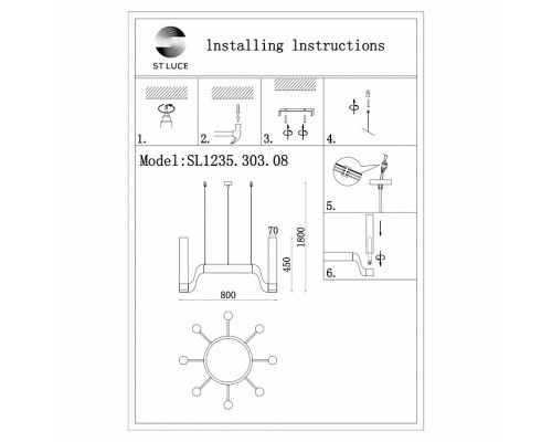 Подвесная люстра ST-Luce Ettore SL1235.303.08