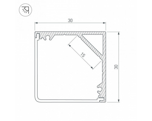 Профиль накладной Arlight SL-KANT-H30-2000 ANOD 019333