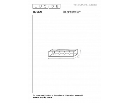 Накладной светильник Lucide Ruben 00124/04/30