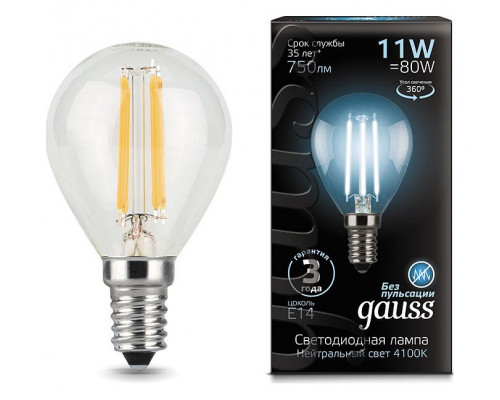 Лампа светодиодная Gauss LED Filament E14 11Вт 4100K 105801211