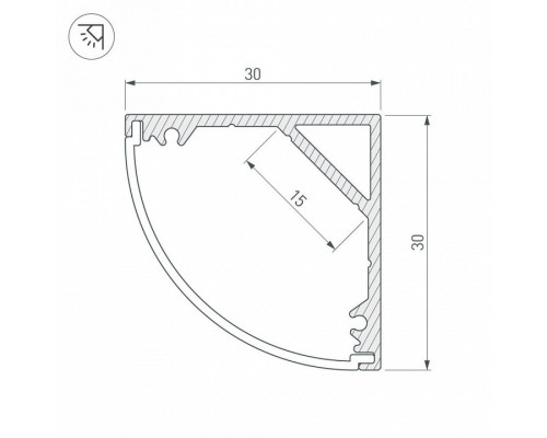 Профиль накладной Arlight SL-KANT-H30-2000 ANOD 019333