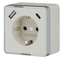 Розетка с заземлением и с шторками и USB Werkel Gallant слоновая кость W5071703