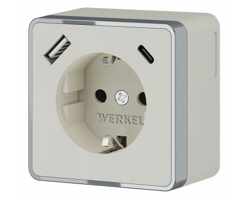 Розетка с заземлением и с шторками и USB Werkel Gallant слоновая кость W5071703