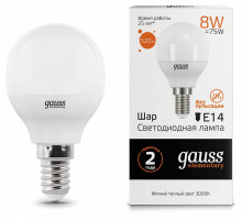 Лампа светодиодная Gauss LED Elementary Globe E14 8Вт 3000K 53118