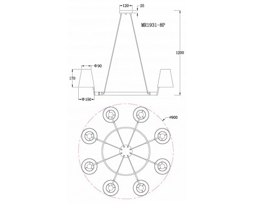 Подвесная люстра MyFar Aurora MR1931-8P