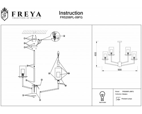 Люстра на штанге Freya Felicity FR5206PL-09FG