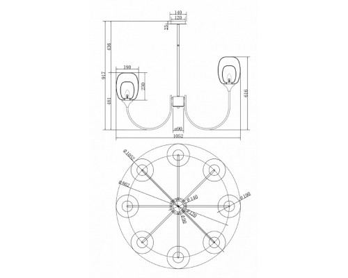 Люстра на штанге Maytoni Aura MOD016PL-08BS