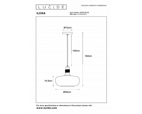 Подвесной светильник Lucide Ilona 45408/30/62