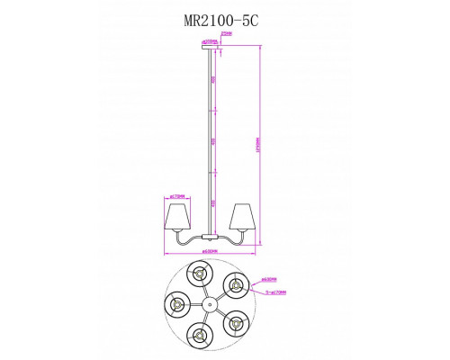 Люстра на штанге MyFar Charlotte MR2100-5C