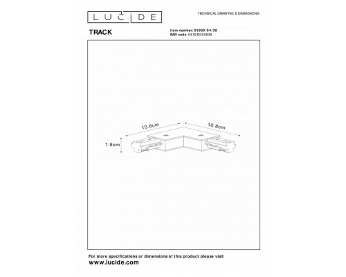 Соединитель угловой L-образный для треков Lucide Track 09950/04/31