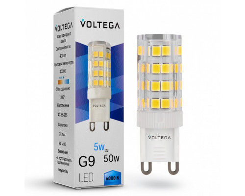 Лампа светодиодная Voltega Simple Capsule G9 5Вт 4000K 7186