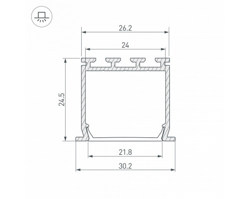 Профиль встраиваемый Arlight PLS-LOCK-H25-FS-2000 ANOD 016446