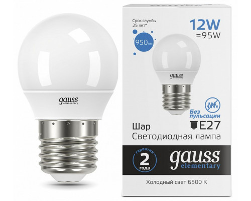 Лампа светодиодная Gauss Elementary E27 12Вт 6500K 53232