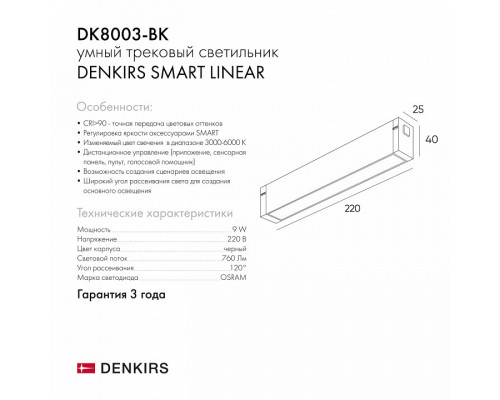 Накладной светильник Denkirs DK8003 DK8003-BK