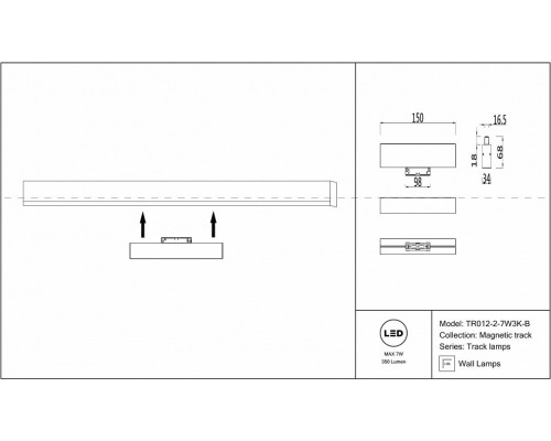 Накладной светильник Maytoni BASIS TR012-2-7W3K-B