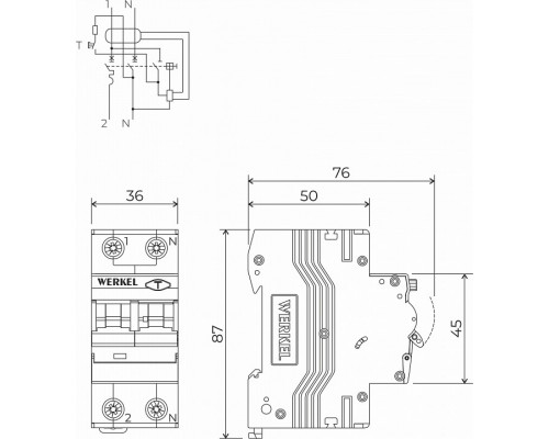 Дифференциальный автоматический выключатель 1P с Wi-Fi Werkel  W922P164