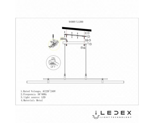 Подвесной светильник iLedex Zoom 9498P-46W-3000K GL-BR-WH