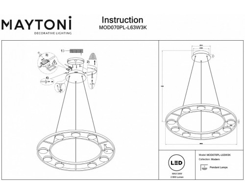 Подвесной светильник Maytoni Fad MOD070PL-L63W3K