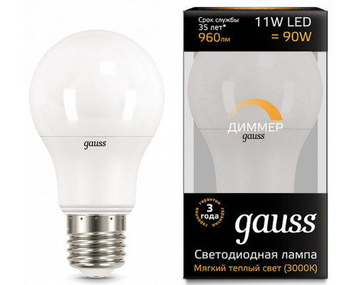 Лампа светодиодная Gauss 1025 E27 11Вт 3000K 102502111-D