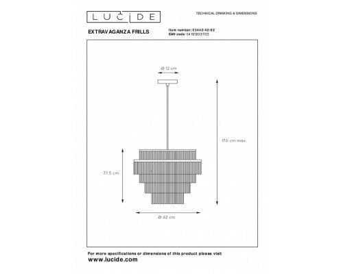 Подвесной светильник Lucide Extravaganza Frills 03442/42/02