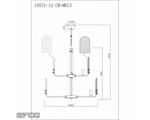 Подвесная люстра iLamp Dolce 15571-12 CR+MULT