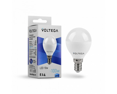 Лампа светодиодная Voltega Globe 10W E14 10Вт 4000K 8454