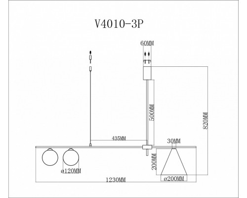 Светильник на штанге Moderli Dellay V4010-3P