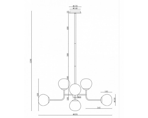 Люстра на штанге Maytoni Erich MOD221-PL-08-G